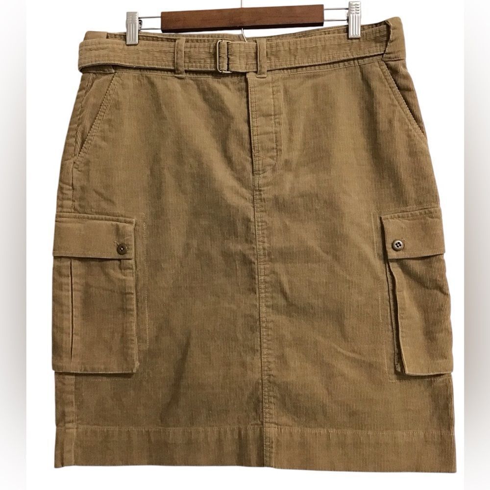 RALPH LAUREN Corduroy Cargo Skirt Golden Khaki Size 12